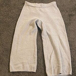 GAP Women's Heather Gray Ribbed Wide Leg Pants